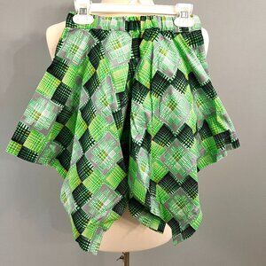 Girls Ankara Print Handkerchief Skirt - Green and Black prin